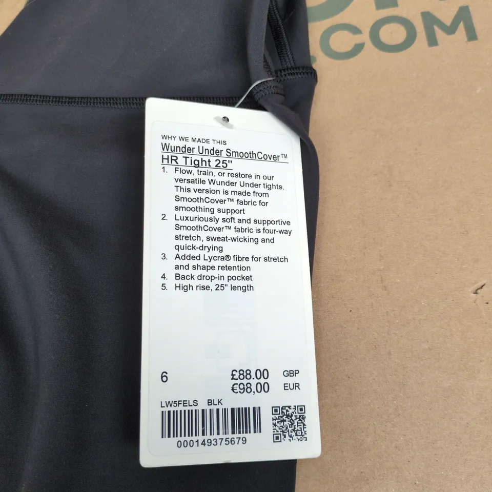 LULULEMON WUNDER UNDER SMOOTHCOVER HR TIGHT 25" WOMEN'S LEGGINGS – BLACK, UK 6