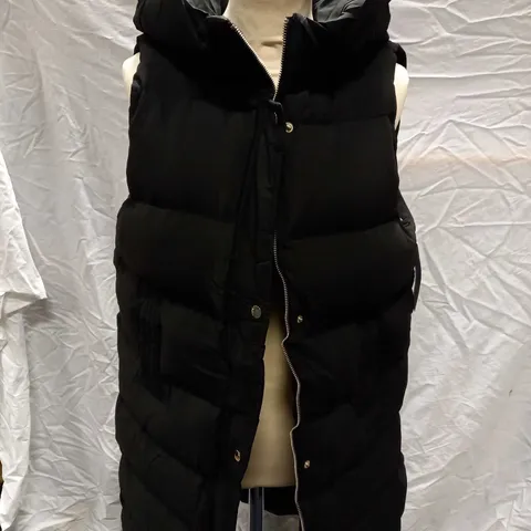 SILKFRED SLEEVELESS BLACK LONGLINE PADDED JACKET - SIZE M