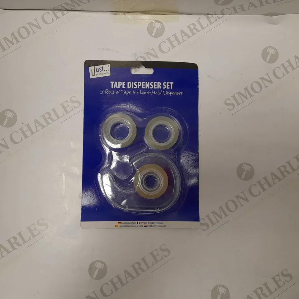 THREE ASSORTED BRAND NEW ITEMS OF 'JUST STATIONARY' CRAFT PRODUCTS TO INCLUDE; TAPE AND SCISSOR SET AND TAPE DISPENSER SET