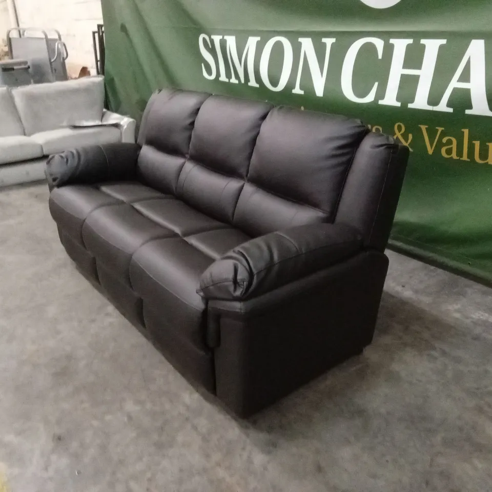 ALBION LUXURY FAUX LEATHER HIGH BACK 3 SEATER SOFA - CHOCOLATE RRP £599