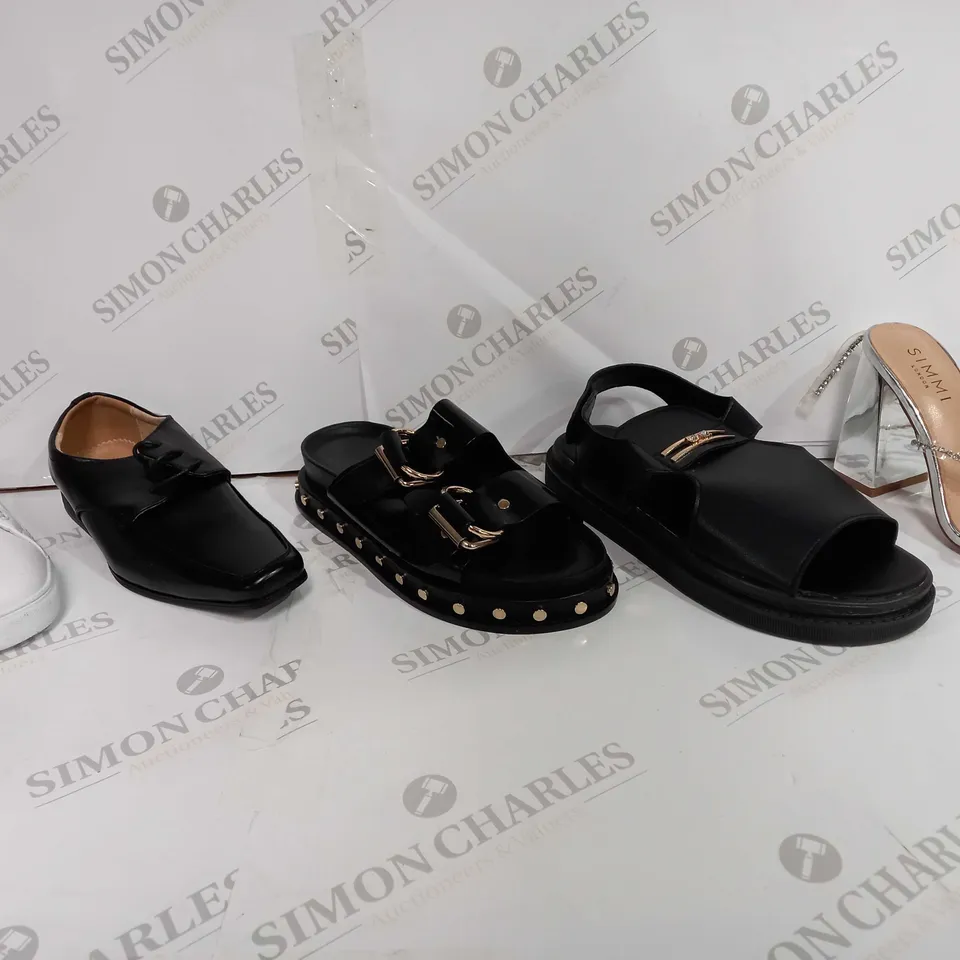 BOX OF APPROXIMATELY 25 ASSORTED SHOES TO INCLUDE - BELLISSIMO WHITE RIBBON TRAINER - PAISLEY NICO 4 - SIMMI LONDON CHROME HEEL OPEN TOE ECT