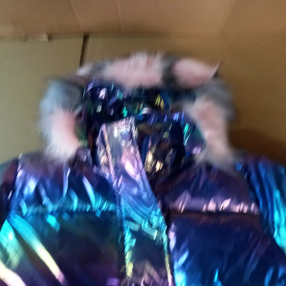 METALLIC RAINBOW FASHION COAT - L