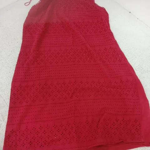 THE COLLECTION BY DEBENHAMS WOMEN'S RED SLEEVELESS EYELET DRESS – UK 14