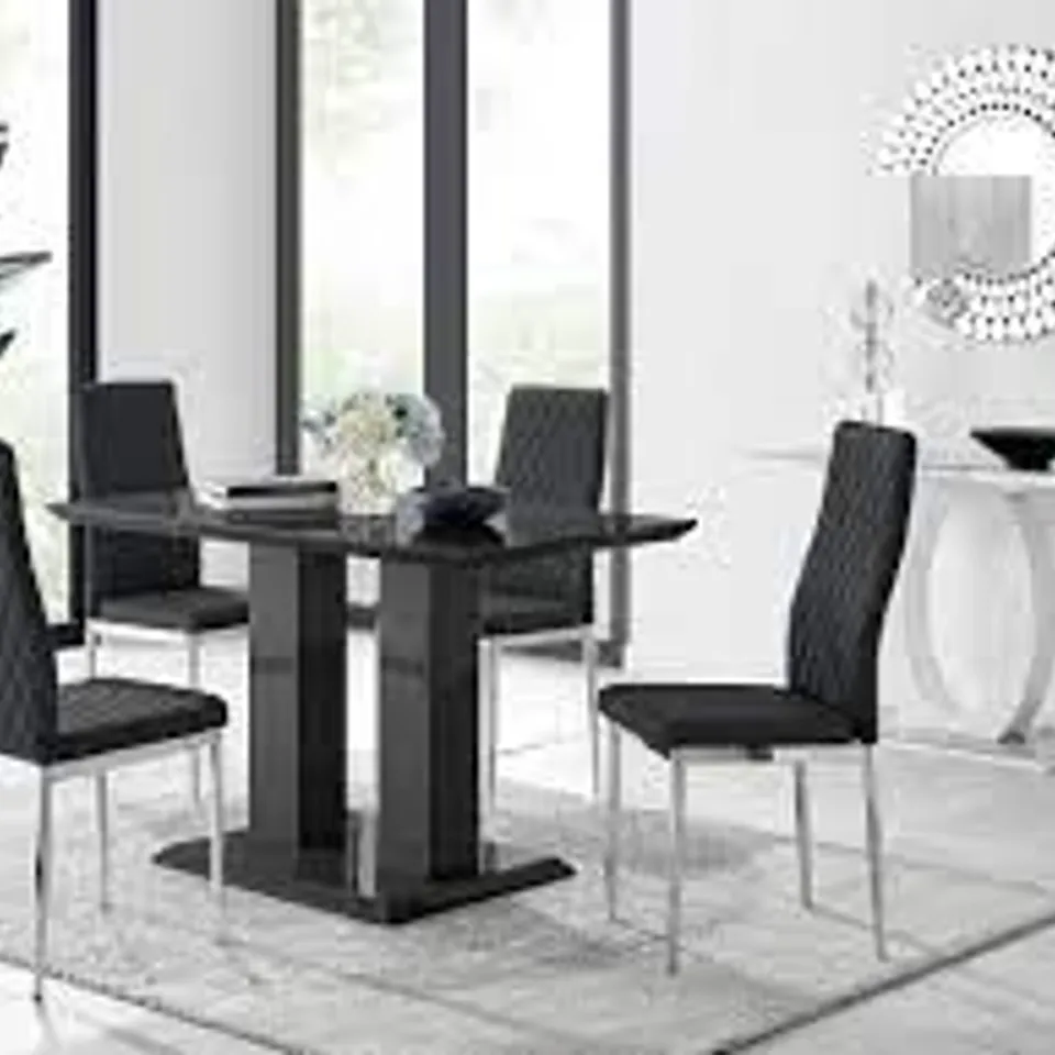 BOXED EUBANKS 4 BLACK DINING TABLE BASE ONLY ( MISSING 2/3 BOXES)