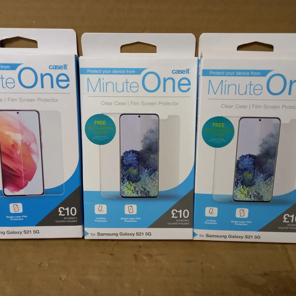 LOT OF 3 MINUTE ONE CLEAR CASES FOR SAMSUNG GALAXY S21 5G