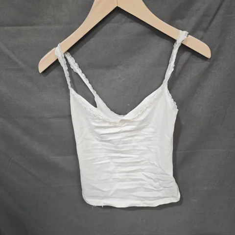 BERSHKA WHITE LACE-STRAP CAMI TOP – WOMEN’S, SIZE S