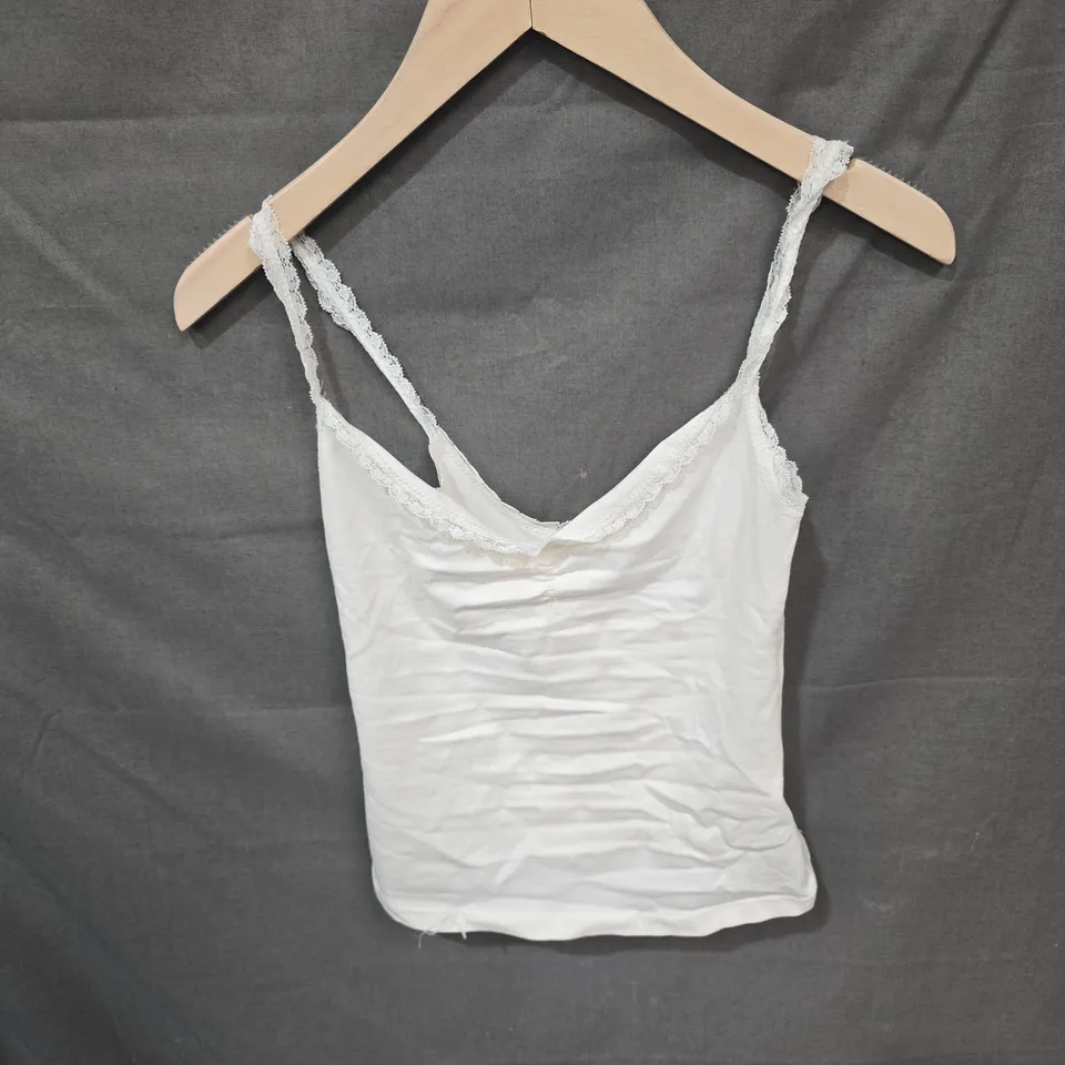 BERSHKA WHITE LACE-STRAP CAMI TOP – WOMEN’S, SIZE S