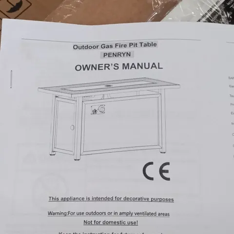 BOXED OUTDOOR GAS FIRE PIT TABLE - BLACK/METALLIC (1 BOX