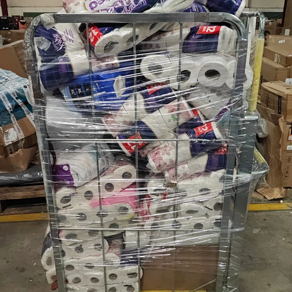 CAGE OF ASSORTED TOILET TISSUE AND ABSORBANCY PAD MULTI PACKS TO INCLUDE SOFTESSE AND ANDREX