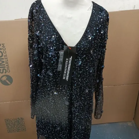 KALEIDOSCOPE BEADED SHIFT DRESS BLACK SIZE 20