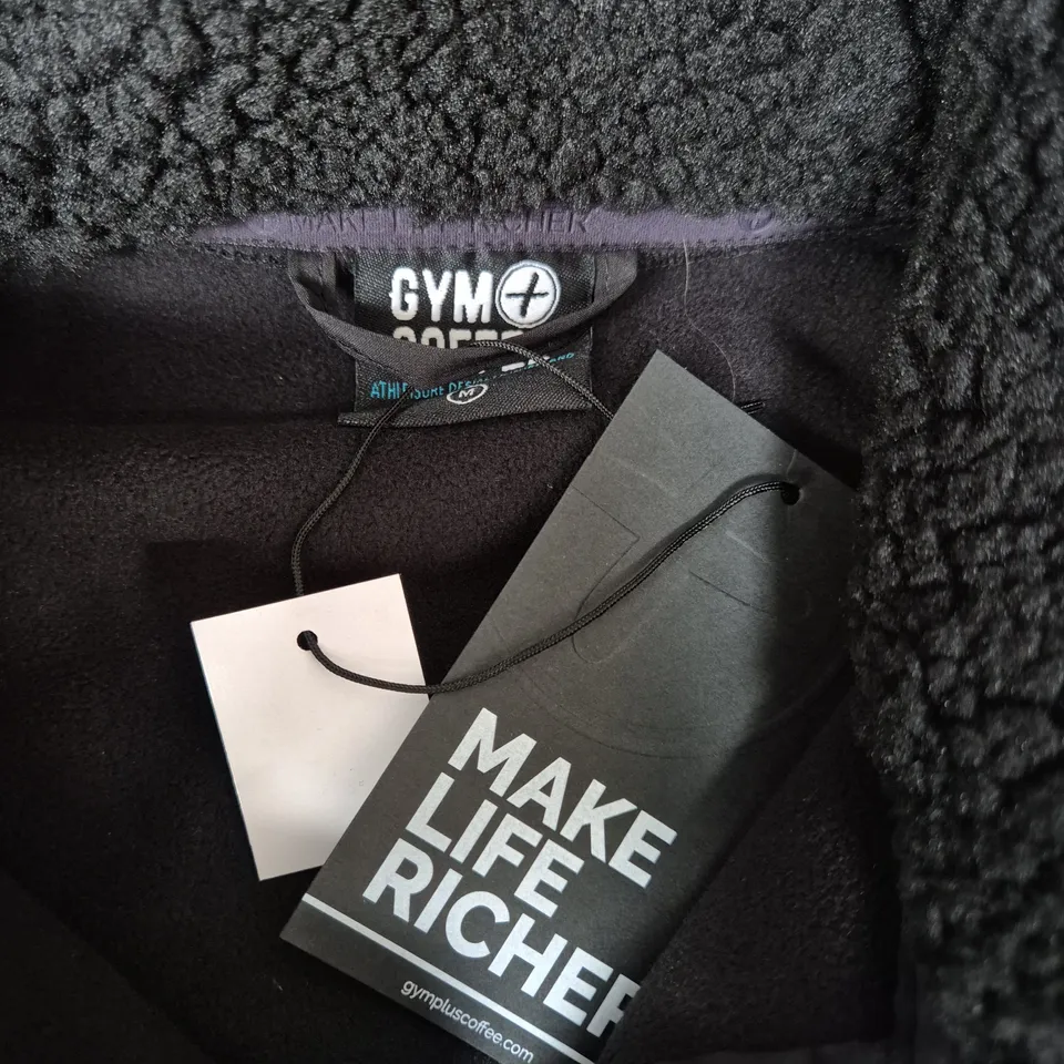 GYM + COFFEE INDUSTRY FLEECE JACKET IN BLACK - MEDIUM