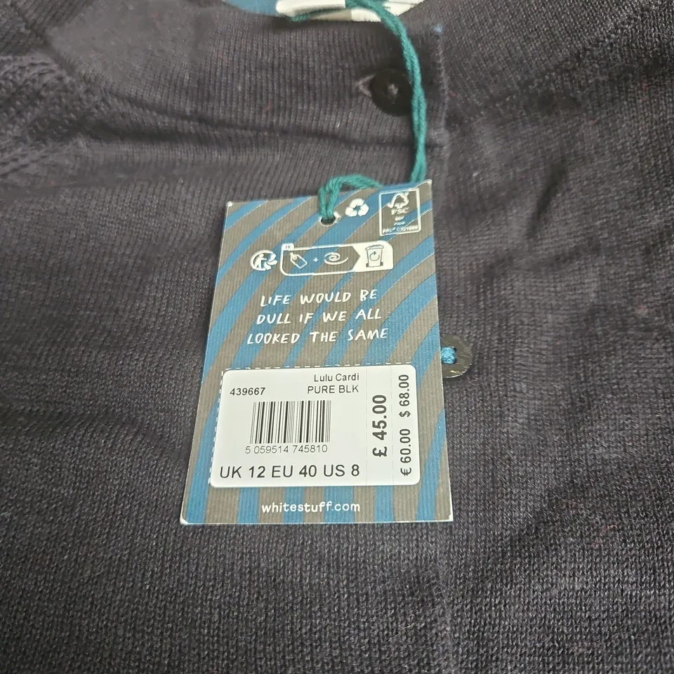 WHITE STUFF LULU CARDI – PURE BLACK, UK 12