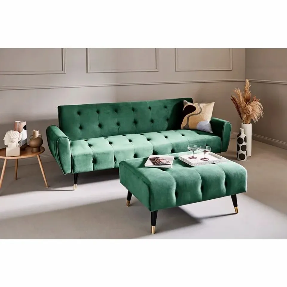 BOXED CHILLAX UPHOLSTERED CORNER SOFA OPAL GREEN - 2 BOXES