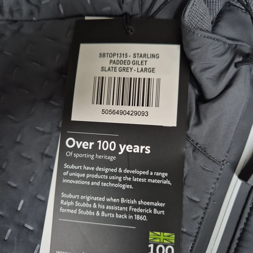 STUBURT DRI-BACK PADDED GILET – SLATE GREY, LARGE