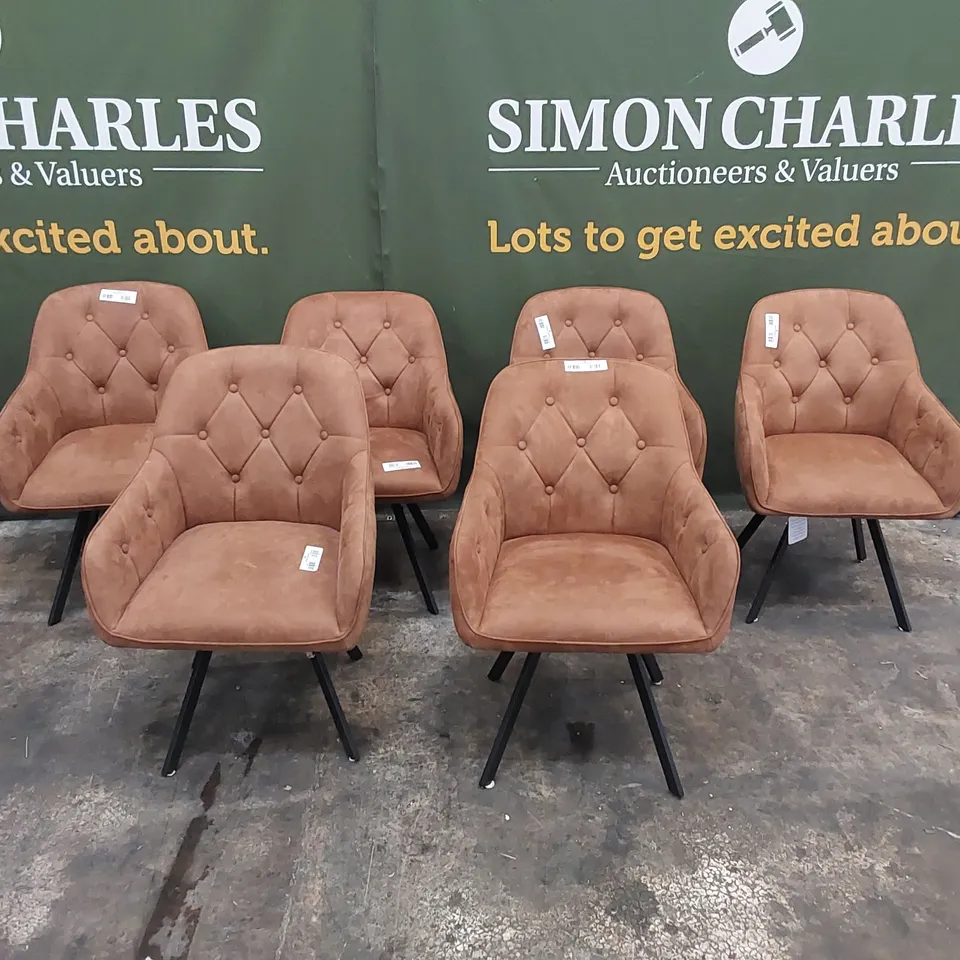 SET OF 6 DESIGNER SWIVEL ACTION DINING CHAIRS 