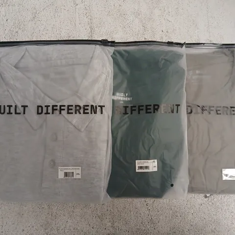 SET OF APPROXIMATELY 10 ASSORTED BUILT DIFFERENT T-SHIRTS/SHIRTS IN VARIOUS COLOURS AND SIZES