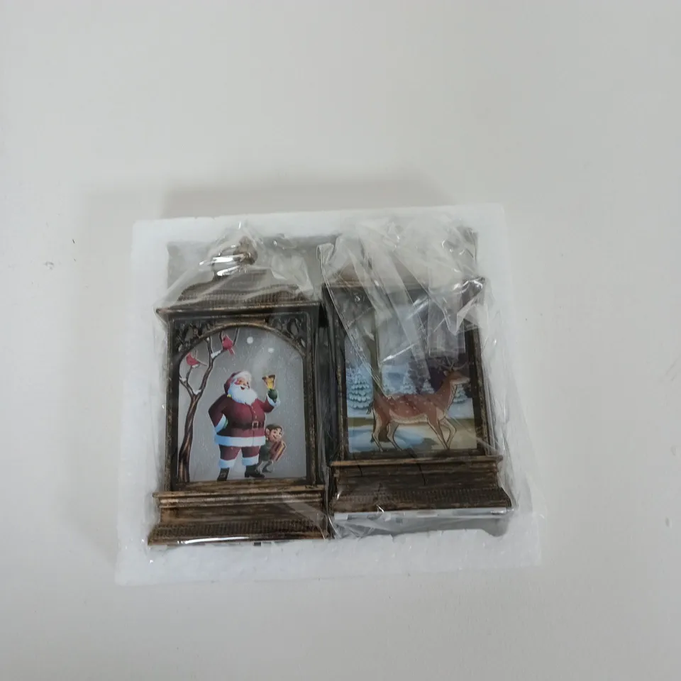 SET OF 2 CHRISTMAS MINI LANTERNS – SANTA & DEER