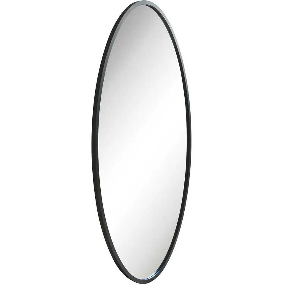 BOXED MIRROROUTLET THE OVALE BLACK METAL OVAL OUTDOOR GARDEN WALL MIRROR 180 X 100CM