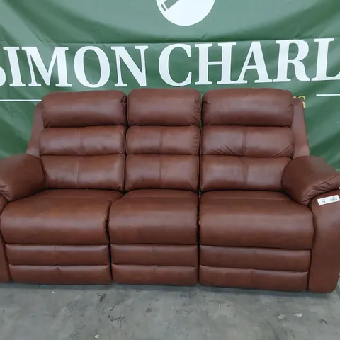 QUALITY BRITISH DESIGNER G PLAN GREENWICH POWER RECLINING THREE SEATER SOFA REGENT MAPLE LEATHER