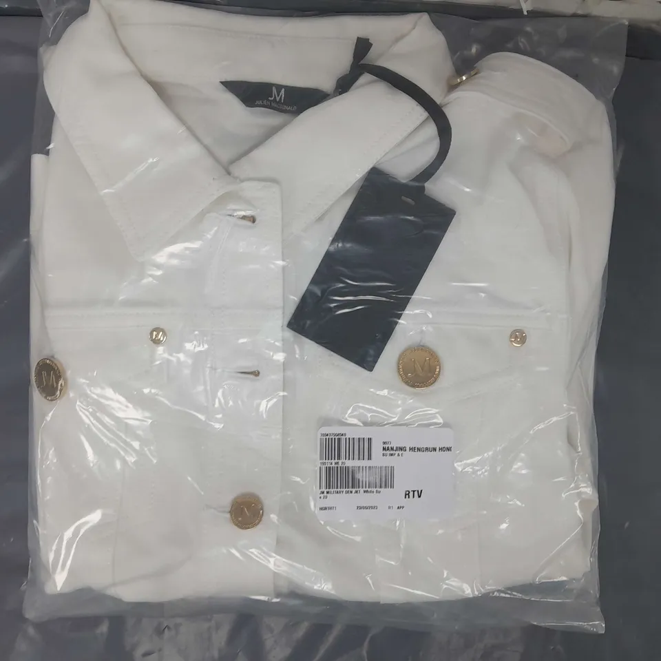 JM FASHION BY JULIEN MACDONALD MILITARY STYLE TWILL JACKET WHITE SIZE 20