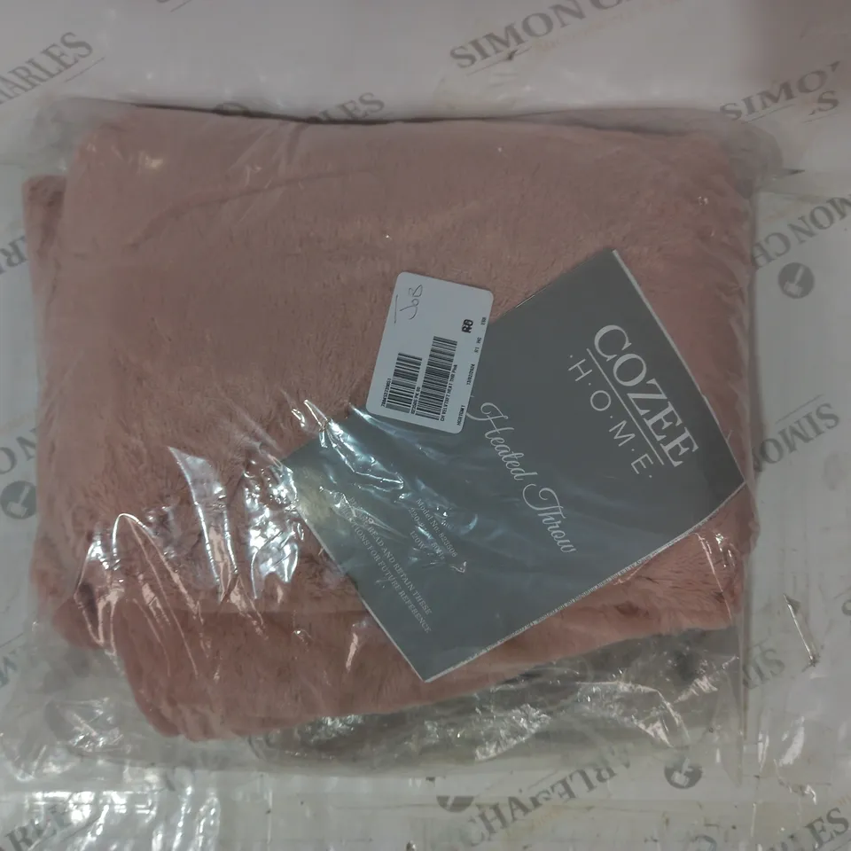 COZEE HOME VELVETSOFT HEATED THROW IN PINK