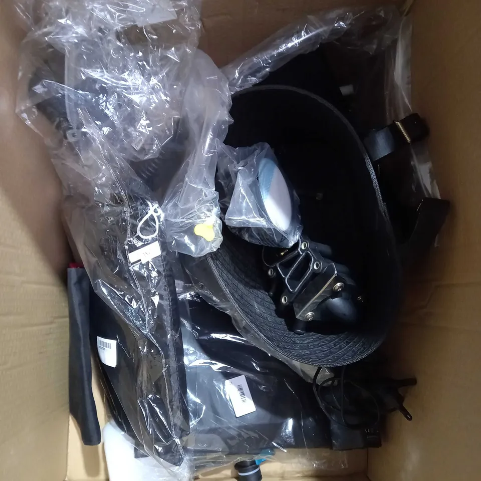 lot of assorted car items to include small wheels - dashboard matt - air pump 