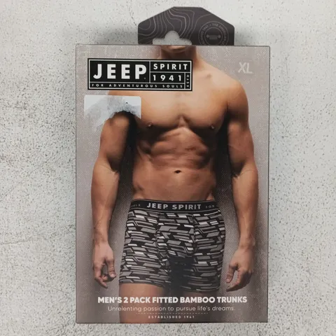 JEEP SPIRIT 1941 MEN'S BAMBOO TRUNKS – 2 PACK, UK XL (BOXED)