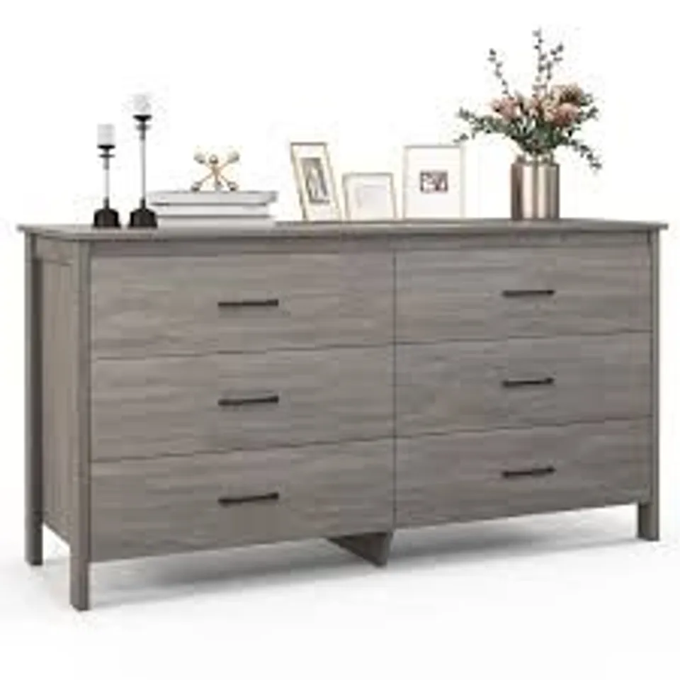 BOXED 6-DRAWER DRESSER CABINET WITH CENTER SUPPORT AND ANTI-TIP KITS NATURAL (2 BOXES)