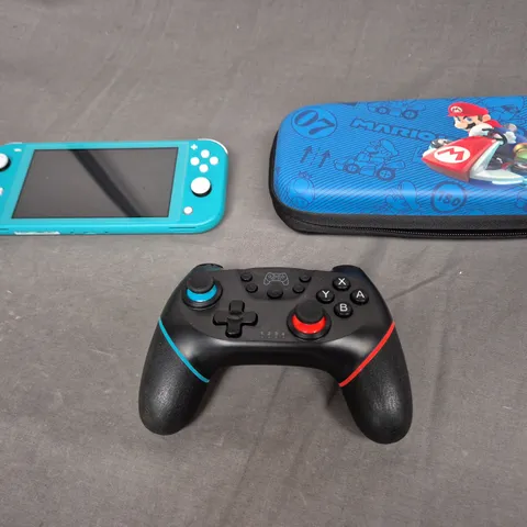 BLUE NINTENDO SWITCH, CASE AND CONTROLLER 