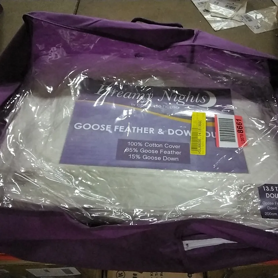 BAGGED GOOSE FEATHER & DOWN 13.5 TOG DOUBLE DUVET- 200CM X 200CM