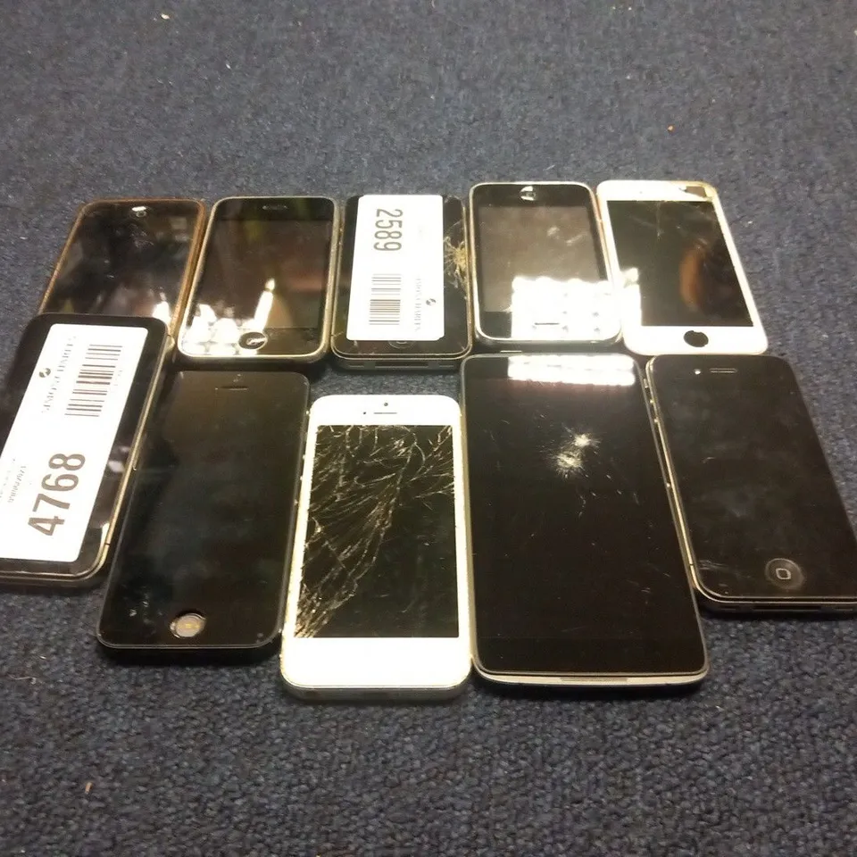 10 ASSORTED MOBILE PHONES TO INCLUDE; APPLE IPHONE 4S A1387