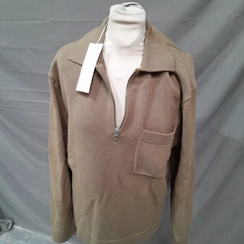 ARKET KHAKI QUARTER ZIP - SMALL