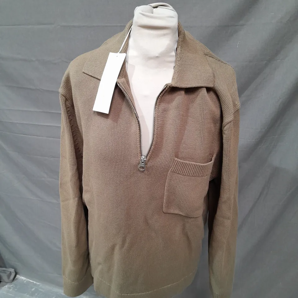 ARKET KHAKI QUARTER ZIP - SMALL