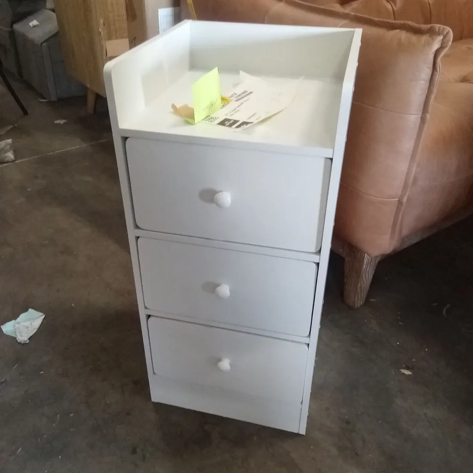 SLIM 3-DRAWER BEDSIDE CABINET - WARM WHITE