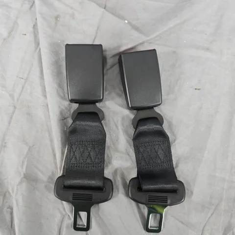 Pair of black car seat belt buckles with woven straps – baby car seat accessory