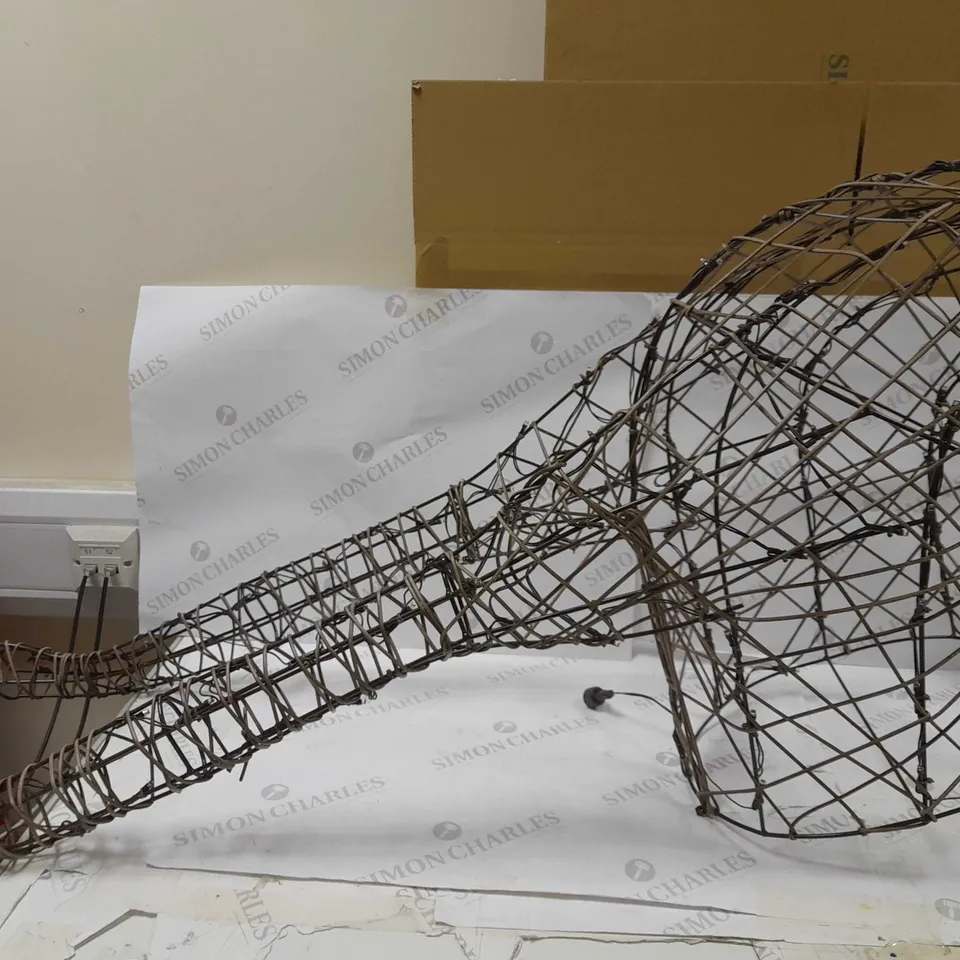 1.9M HEIGHT BROWN WICKER STAG-WARM WHITE LED-COLLECTION ONLY