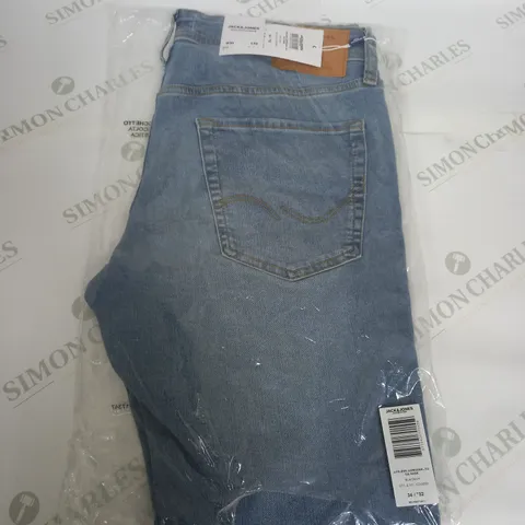 BAGGED JACK AND JONES ORIGINAL DENIM JEANS SIZE W34 L32
