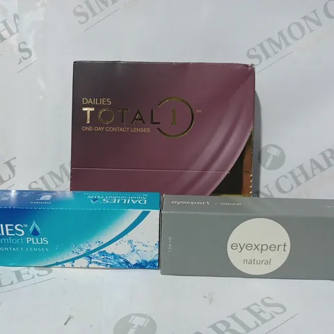 APPROXIMATELY 20 ASSORTED HOUSEHOLD ITEMS TO INCLUDE EYEXPERT NATURAL CONTACT LENSES, DAILIES CONTACT LENSES, ETC
