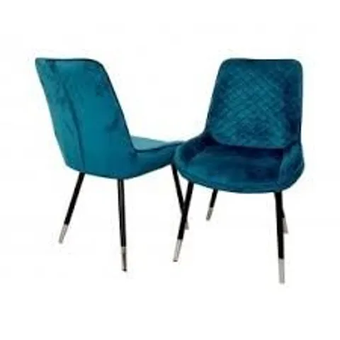 BOXED HOMESDIRECT365 LUNA TEAL VELVET DINING CHAIR 