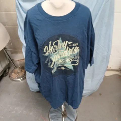 HARLEY‑DAVIDSON BLUE LONG-SLEEVE T-SHIRT – GENEVA SWITZERLAND BACK PRINT