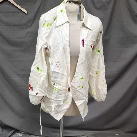 PARFOIS WHITE PAINT-SPLATTER COAT – WOMEN'S SIZE L
