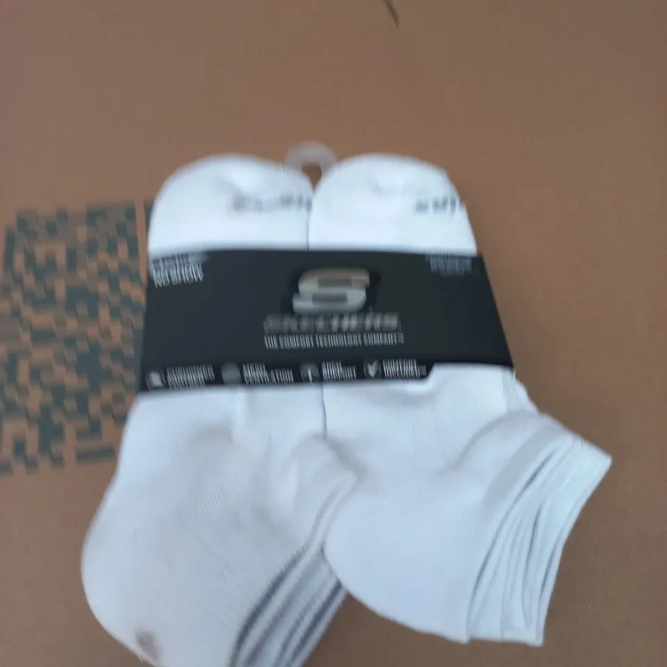 SKECHERS WHITE COTTON CREW SOCKS, PACK OF 6