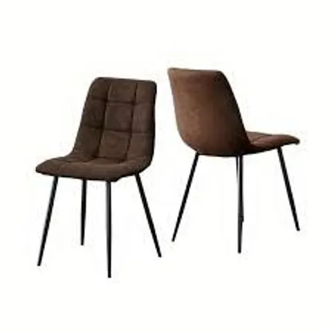 BOXED SET OF TWP OFCASA BROWN PADDED FAUX LEATHER DINING CHAIRS