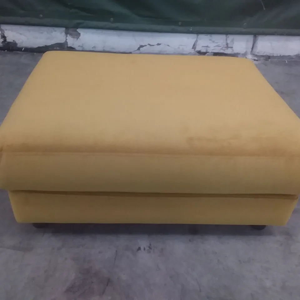 QUALITY BRITISH DESIGNER LOUNGE CO. FOOTSTOOL MUSTARD PLUSH FABRIC