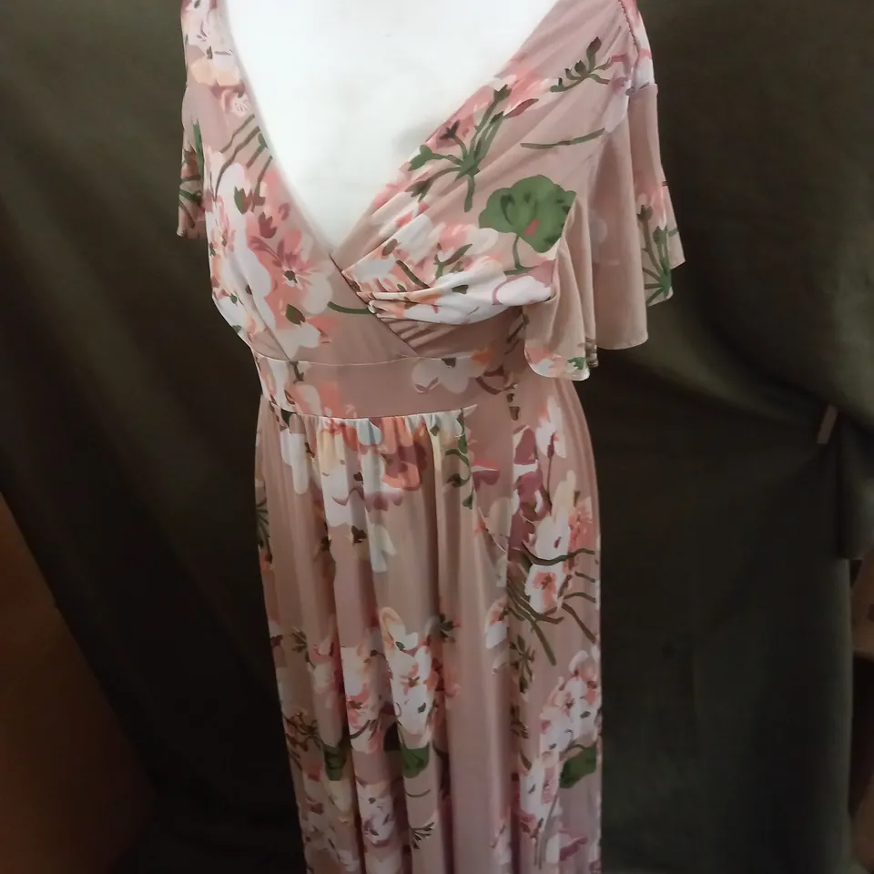WOMENS OCCASSIONAL PINK FLORAL DRESS SIZE 16
