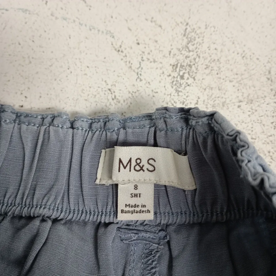 M&S CARGO WIDE TROUSERS, UK 8 SHORT – LIGHT BLUE