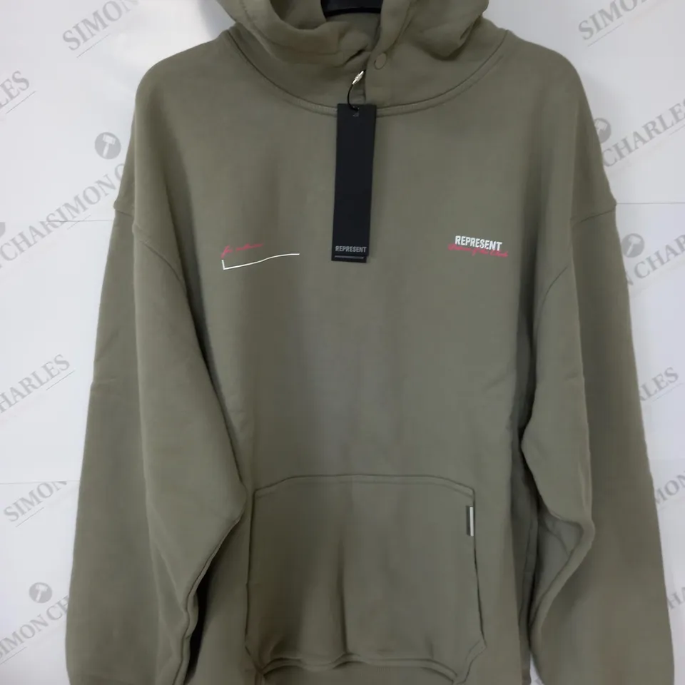 REPRESENT PATRON OF THE CLUB HOODIE IN KHAKI - M