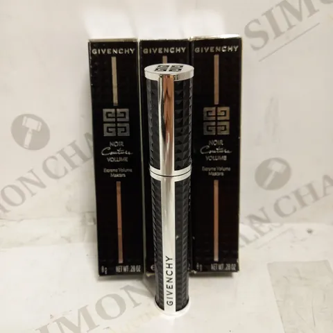 LOT OF 3 X 8G GIVENCHY NOIR COUTURE EXTREME VOLUME MASCARA - 1 BLACK TAFFETA