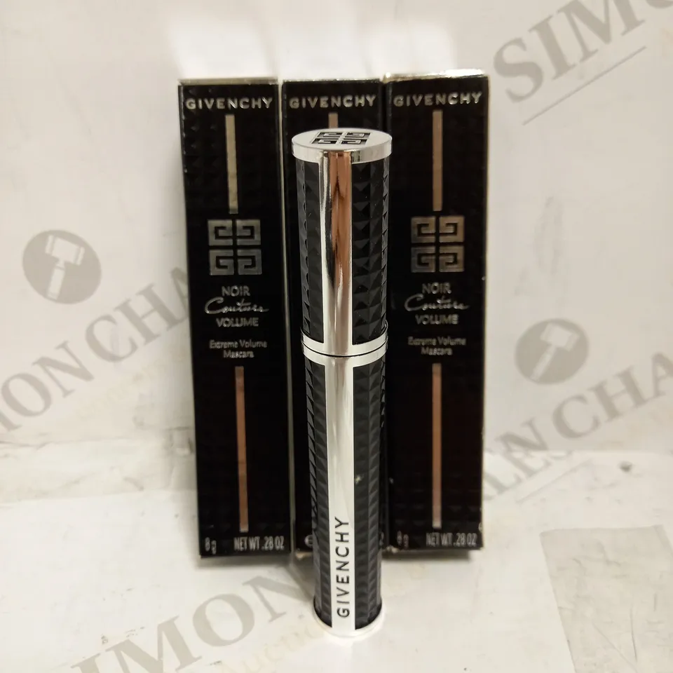 LOT OF 3 X 8G ASSORTED GIVENCHY NOIR COUTURE EXTREME VOLUME MASCARA - 2 X 1 BLACK TAFFETA & 1 X 3 TAUPE GLACE