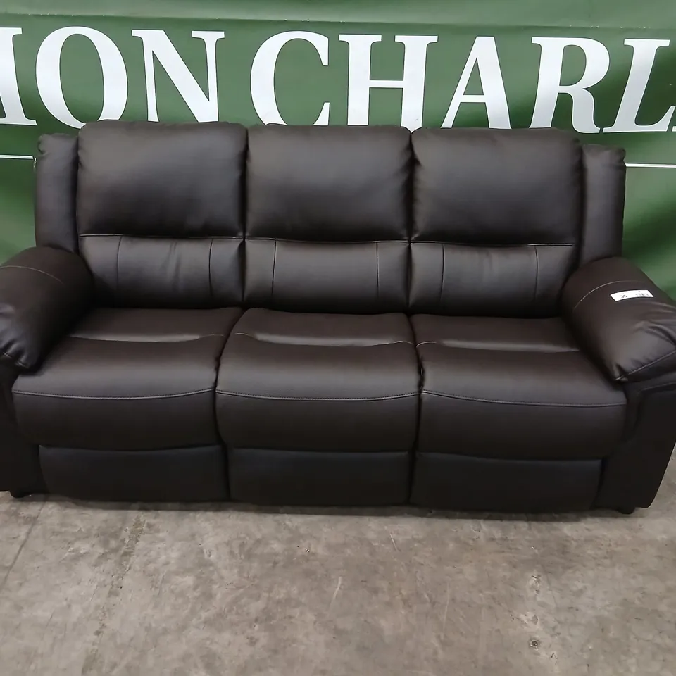 ALBION BLACK FAUX LEATHER 3-SEATER SOFA